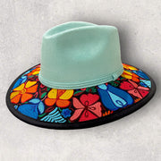 Faux suede hat with embroidery, size M