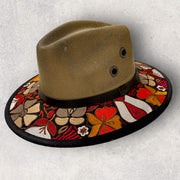 Jute hat with embroidery, size M