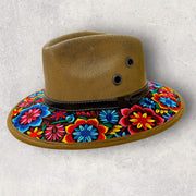Jute hat with embroidery, size M