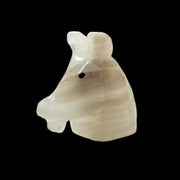 Mini figurine tête de cheval en onyx blanc