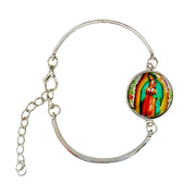 Pulsera Virgen Guadalupe fina color plateado