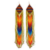 Rhombus earrings with extreme long fringes