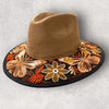 Jute hat with embroidery, size M