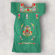 Vestido artesanal con bordado floral, talla XL