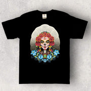 “Tehuana” camiseta con diseño mexicano Karani Art