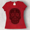 Rotes T-Shirt „Obsidian Skull“ mit mexikanischem Design Karani Art