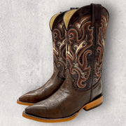 Mexican cowboy boots model Fausto chocolate brown
