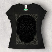 "Calavera de obsidiano" color negro camiseta con diseño mexicano Karani Art