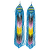 Rhombus earrings with extreme long fringes