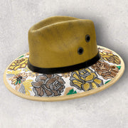 Jute hat with embroidery, size L