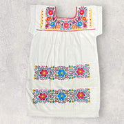 Handgefertigtes Tuxtla-Kleid mit Blumenstickerei, Größe S
