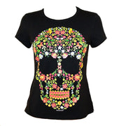 T-Shirt mit mexikanischem Design "Blumenschädel" Karani Art.-Nr