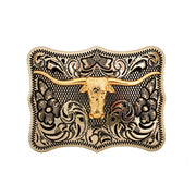 Western cowboy style buckle, bull's head