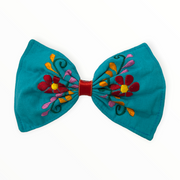 Embroidered bow hair accessory