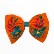 Embroidered bow hair accessory