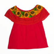 Peasant blouse with floral embroidery