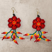 Root fringe flower earrings