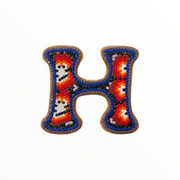 Lettre "H" avec aimant art Wixárika (Huichol) petit