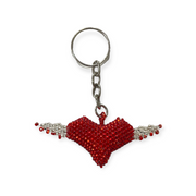 Heart keychain with wings