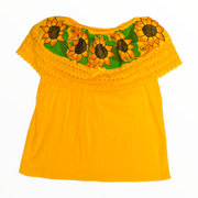 Peasant blouse with floral embroidery